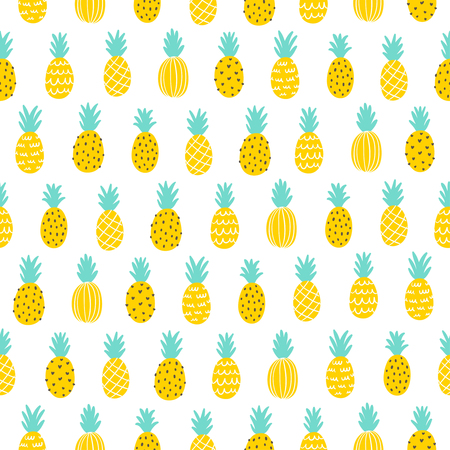 Tropical pineapple seamless pattern backgroundのイラスト素材