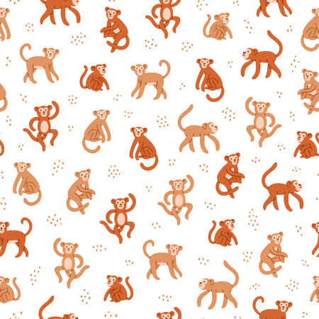 Cute little monkeys seamless patternのイラスト素材