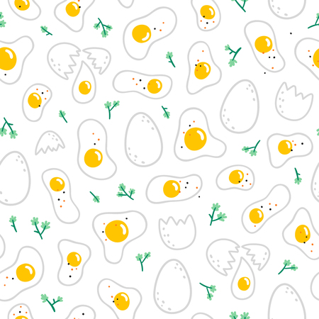 Eggs seamless pattern on white backgroundのイラスト素材