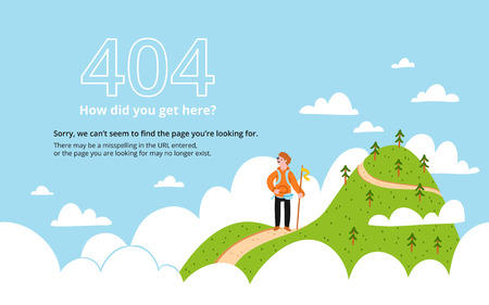 Error 404 page with a mountain, vector templateのイラスト素材