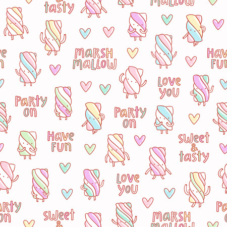 Funny marshmallow party seamless patternのイラスト素材