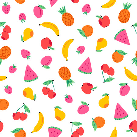 Juicy fruits and berries seamless patternのイラスト素材