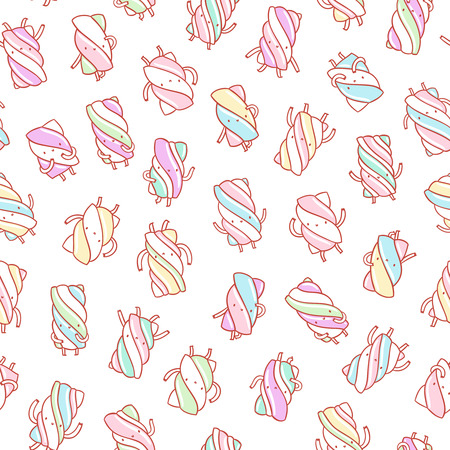 Marshmallow cartoon characters seamless patternのイラスト素材