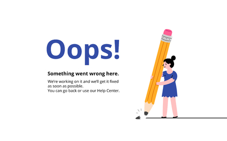 Oops broken pencil 404 error page, vector templateのイラスト素材