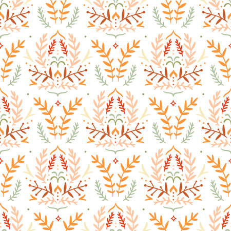 Damask style floral seamless patternのイラスト素材