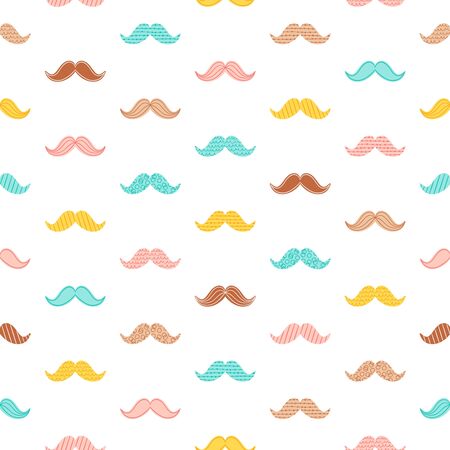 Hipster doodle mustache seamless patternのイラスト素材