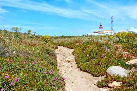 Cabo da roca lighthouse, most western place of Europe in Portugal.の写真素材