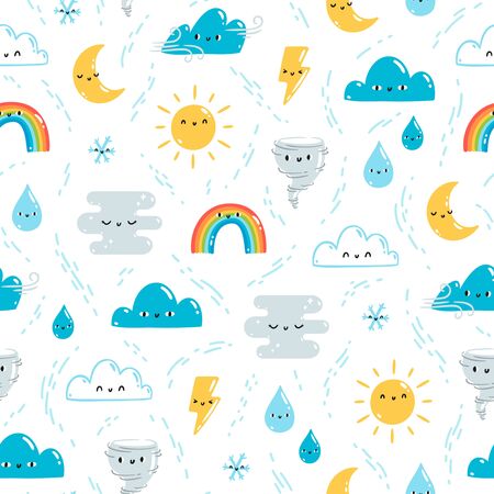 Fun weather illustration patternのイラスト素材