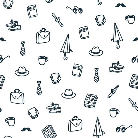 Gentlemans lunch time seamless patternのイラスト素材