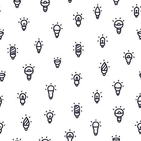 Doodle light bulbs seamless patternのイラスト素材