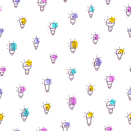 Doodle light bulbs seamless patternのイラスト素材