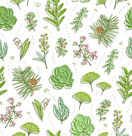 Beautiful floral illustrations seamless patternのイラスト素材