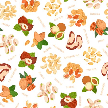 Various nuts illustrations seamless patternのイラスト素材