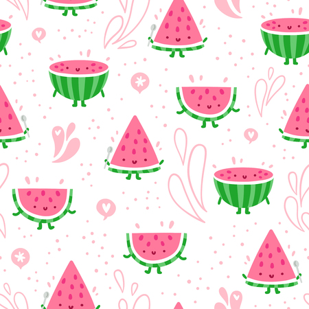 Cartoon watermelon fun seamless patternのイラスト素材