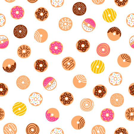 Doodle donuts fun seamless patternのイラスト素材
