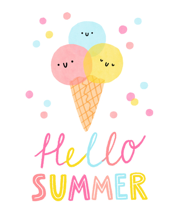 Hello summer ice cream cardの写真素材