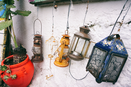 Lanterns on the wallの写真素材