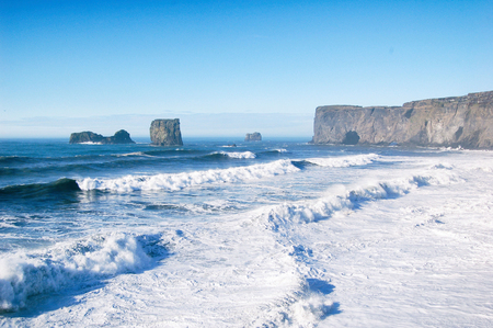Dyrholaey cape, arch with a holeの写真素材