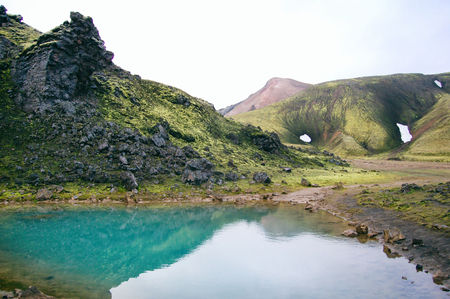 Amazing view in the middle of Landmannalaugarの写真素材