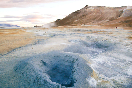 Namafjall Hverir geothermal area in Icelandの写真素材