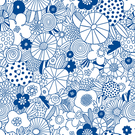 Crazy abstract flower vector seamless patternのイラスト素材