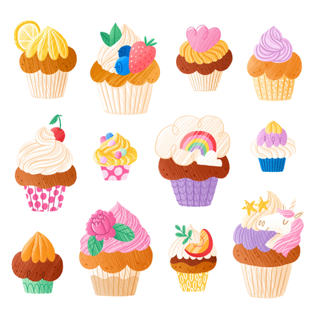 Cupcakes super collection illustrationsの写真素材