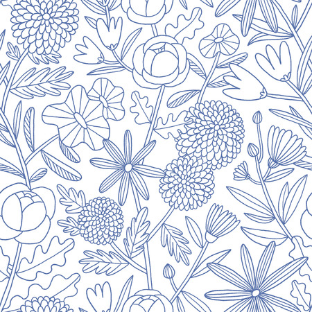 I have a lot of flowers outline patternの写真素材