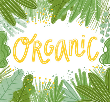 Organic lettering illustration in a jungle botanical frameの写真素材