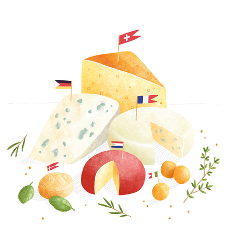 European cheese set illustrationの写真素材