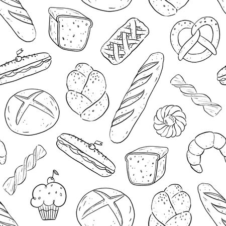 Pastry and bakery seamless patternの写真素材