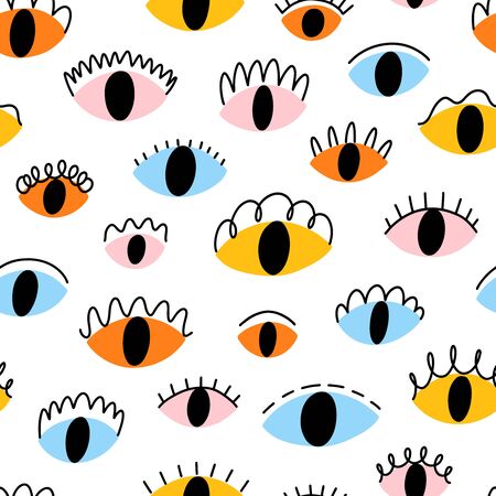 Colorful abstract eyes, vector seamless patternのイラスト素材