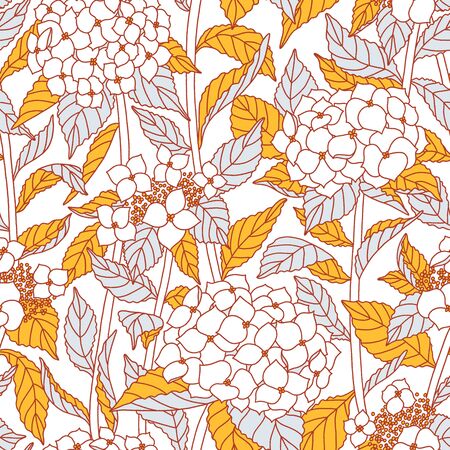 Hydrangea flowers vector seamless patternのイラスト素材