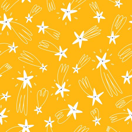 Golden falling stars vector seamless patternのイラスト素材