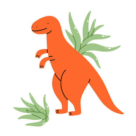 Two tillandsia plants with a cute dinosaur pot, isolated cartoon vector illustrationのイラスト素材