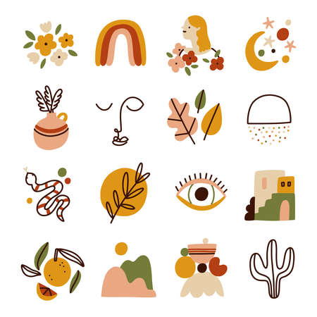 Little modern style colorful abstract and isolated illustrations collection, vector setのイラスト素材
