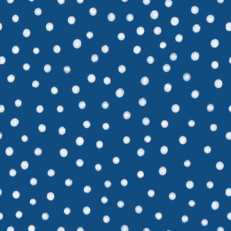 Block print style polka dot seamless pattern on blue background, abstract illustrationの写真素材
