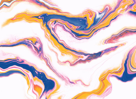 Blue, yellow and pink marble effect digital print, abstract watercolor background illustrationの写真素材