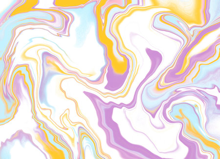 Purple, yellow and light blue marble effect hand drawn digital print, abstract watercolor background illustrationの写真素材