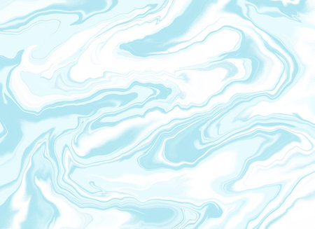 Light blue marbled texture effect print, abstract watercolor background illustration with white backgroundの写真素材