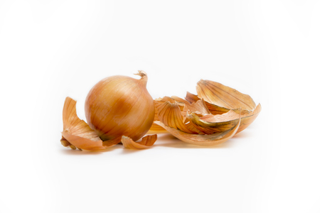 Red onion isolated on a white backgroundの写真素材