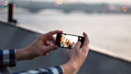 friends selfieの写真素材