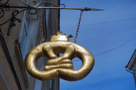 Leningrad region. Vyborg Pretzel over a baker's shopの写真素材