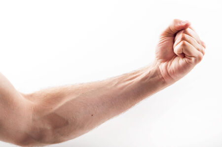 Clenched hand of caucasian man.の写真素材