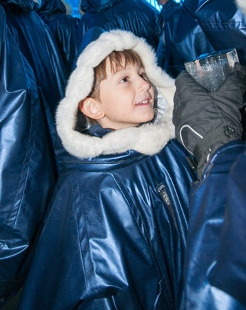 boy in an ice bar in Oslo Norwayの写真素材