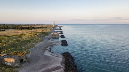 beaches along the Grenen coast photographed by a drone.のeditorial素材