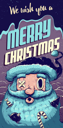 Hipster Christmas card or invitation  with Santa Claus.のイラスト素材