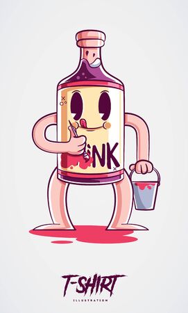 Stylish bottle of alcohol. Print on T-shirts, sweatshirts, cases for mobile phones, souvenirs. Vector illustration on white background.のイラスト素材