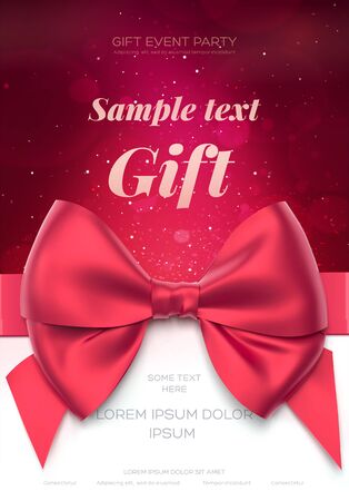 Beautiful greeting card with red bow on white background. Valentine's day card. Vector illustrationのイラスト素材