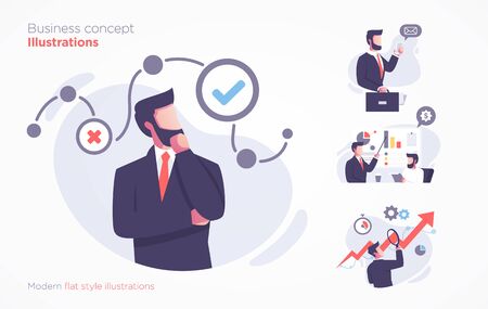 Set of business concept illustration. Modern flat style vector illustrationのイラスト素材
