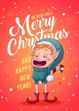 Merry Christmas greeting cards retro design. Vector illustrationのイラスト素材